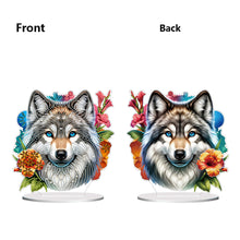 Load image into Gallery viewer, PVC Round Special Shaped Flower Wolf DIY Diamond Painting Desktop Decorations
