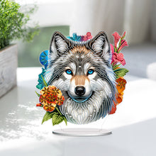 Load image into Gallery viewer, PVC Round Special Shaped Flower Wolf DIY Diamond Painting Desktop Decorations
