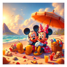 Load image into Gallery viewer, Diamond Painting - Full Round - Mickey and Minnie on the beach (30*30CM)
