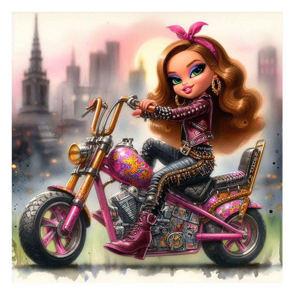 Diamond Painting - Full Round - cool motorcycle girl (30*30CM)