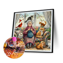 Load image into Gallery viewer, Diamond Painting - Full Round - The old man and her pets (40*40CM)
