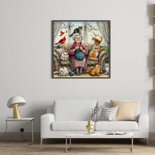 Load image into Gallery viewer, Diamond Painting - Full Round - The old man and her pets (40*40CM)
