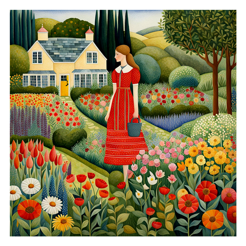 Diamond Painting - Full Round - gardening girl (50*50CM)
