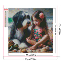 Load image into Gallery viewer, Diamond Painting - Full Square - Girl and dog at the beach (30*30CM)
