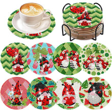Load image into Gallery viewer, 8Pcs Summer Gnome Diamond Painting Coasters with Holder Animal for Party
