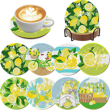 Load image into Gallery viewer, 8Pcs Lemon Gnome Diamond Painting Coasters with Holder Animal for Party Decor
