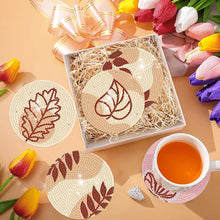 Load image into Gallery viewer, 8Pcs Leaf Diamond Painting Coasters with Holder Animal for Party Decor
