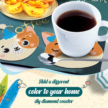 Load image into Gallery viewer, 8Pcs Kitten Diamond Painting Coasters with Holder Animal for Party Decor
