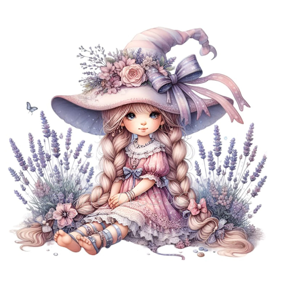 Diamond Painting - Full Round - lavender girl (30*30CM)