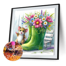 Load image into Gallery viewer, Diamond Painting - Full Round - Little mouse and flowers in boots (30*30CM)
