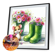 Load image into Gallery viewer, Diamond Painting - Full Round - Little mouse and flowers in boots (30*30CM)
