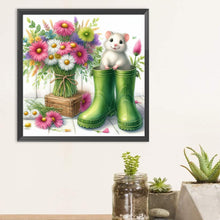 Load image into Gallery viewer, Diamond Painting - Full Round - Little mouse and flowers in boots (30*30CM)
