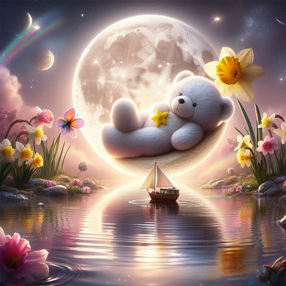 Diamond Painting - Full Round - Moonlight Bear (30*30CM)
