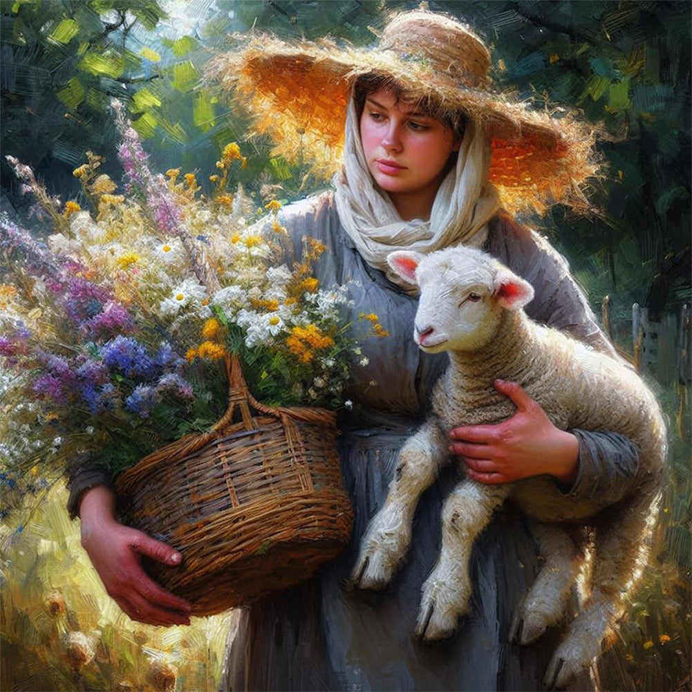 Diamond Painting - Full Round - Oil painting style farm woman (30*30CM)
