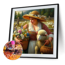 Load image into Gallery viewer, Diamond Painting - Full Round - Oil painting style farm woman (30*30CM)
