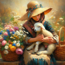 Load image into Gallery viewer, Diamond Painting - Full Round - Oil painting style farm woman (30*30CM)

