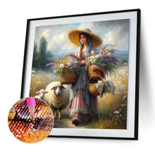 Load image into Gallery viewer, Diamond Painting - Full Round - Oil painting style farm woman (30*30CM)
