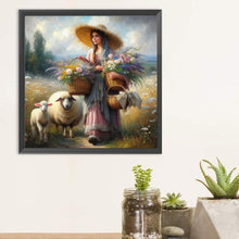 Load image into Gallery viewer, Diamond Painting - Full Round - Oil painting style farm woman (30*30CM)
