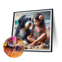 Load image into Gallery viewer, Diamond Painting - Full Round - Cute puppy and girl (30*30CM)
