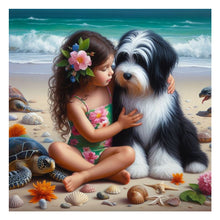 Load image into Gallery viewer, Diamond Painting - Full Round - Cute puppy and girl (30*30CM)
