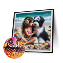 Load image into Gallery viewer, Diamond Painting - Full Round - Cute puppy and girl (30*30CM)
