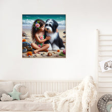 Load image into Gallery viewer, Diamond Painting - Full Round - Cute puppy and girl (30*30CM)

