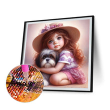 Load image into Gallery viewer, Diamond Painting - Full Round - Cute puppy and girl (30*30CM)
