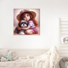 Load image into Gallery viewer, Diamond Painting - Full Round - Cute puppy and girl (30*30CM)
