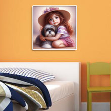 Load image into Gallery viewer, Diamond Painting - Full Round - Cute puppy and girl (30*30CM)
