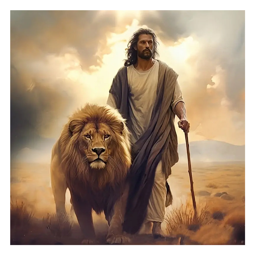 Diamond Painting - Full Round - jesus lion (30*30CM)