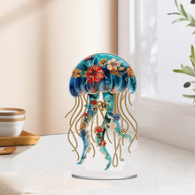Load image into Gallery viewer, Acrylic Special Shaped Floral Jellyfish Table Top Diamond Painting Ornament Kits
