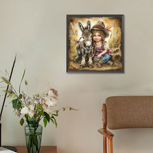 Load image into Gallery viewer, Diamond Painting - Full Round - little girl and animals (30*30CM)
