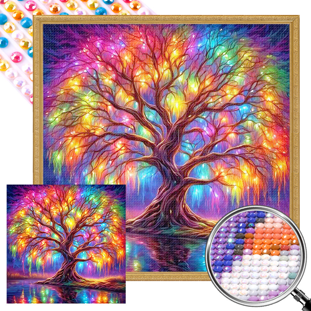 AB Diamond Painting - Full Round - neon tree of life (40*40CM)