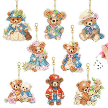 Load image into Gallery viewer, 8Pcs Acrylic Double Sided Special Shaped Bear Diamond Painting Keychain Pendant
