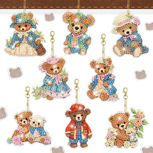 Load image into Gallery viewer, 8Pcs Acrylic Double Sided Special Shaped Bear Diamond Painting Keychain Pendant
