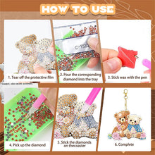 Load image into Gallery viewer, 8Pcs Acrylic Double Sided Special Shaped Bear Diamond Painting Keychain Pendant
