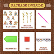 Load image into Gallery viewer, 8Pcs Acrylic Double Sided Special Shaped Bear Diamond Painting Keychain Pendant
