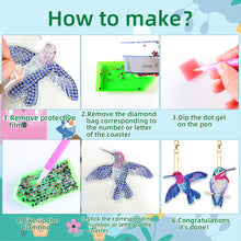 Load image into Gallery viewer, 10Pcs Acrylic Double Sided Special Shaped Hummingbird Diamond Painting Keychain
