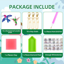 Load image into Gallery viewer, 10Pcs Acrylic Double Sided Special Shaped Hummingbird Diamond Painting Keychain
