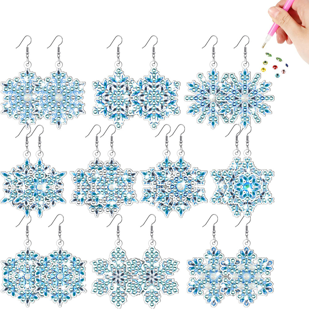 10 Pairs Diamond Painting Earrings Snowflake Earring Making Kit for Adults