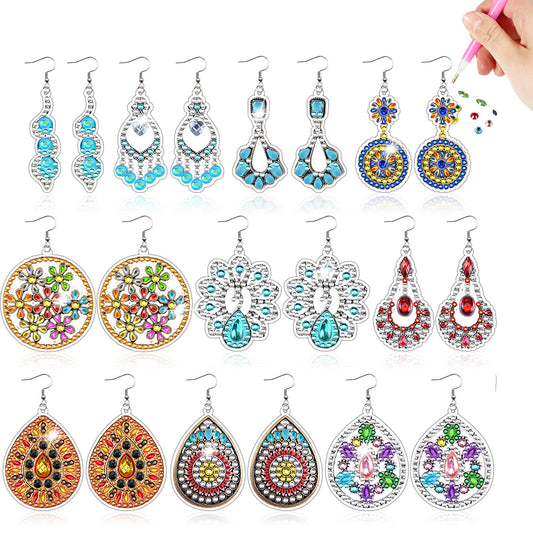 10 Pairs Diamond Painting Earrings Boho Diamond Earrings Making Kit for Adults