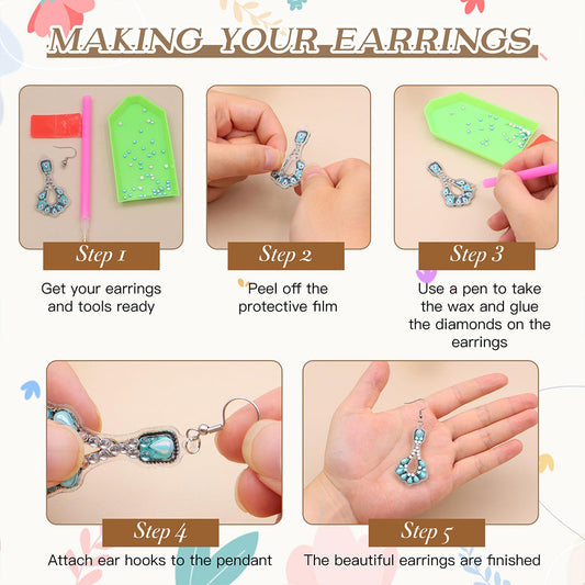 10 Pairs Diamond Painting Earrings Boho Diamond Earrings Making Kit for Adults