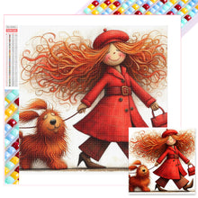 Load image into Gallery viewer, Diamond Painting - Full Square - Woman in red and dog (30*30CM)
