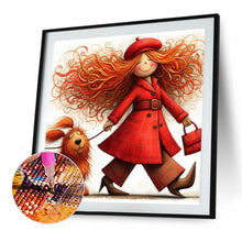 Load image into Gallery viewer, Diamond Painting - Full Square - Woman in red and dog (30*30CM)
