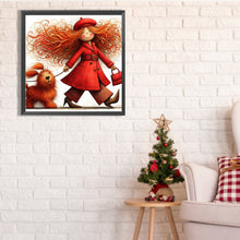Load image into Gallery viewer, Diamond Painting - Full Square - Woman in red and dog (30*30CM)
