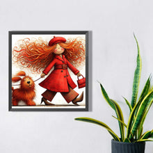 Load image into Gallery viewer, Diamond Painting - Full Square - Woman in red and dog (30*30CM)
