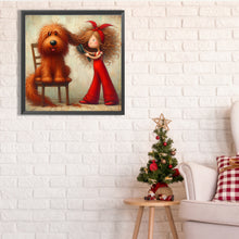 Load image into Gallery viewer, Diamond Painting - Full Square - Woman in red and dog (30*30CM)
