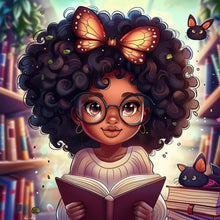 Load image into Gallery viewer, Diamond Painting - Full Round - curly girl reading (50*50CM)
