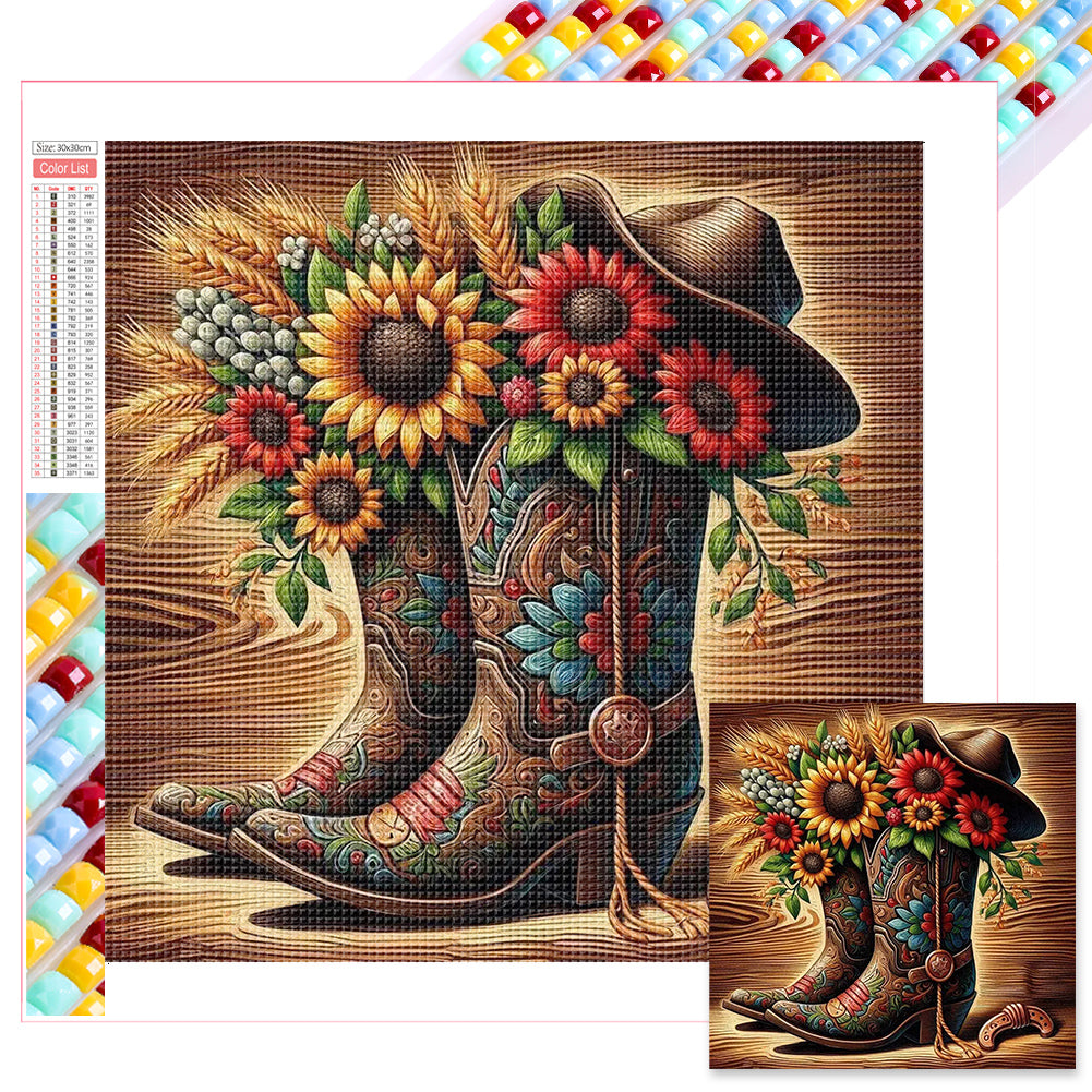 Diamond Painting - Full Square - sunflower boots (30*30CM)