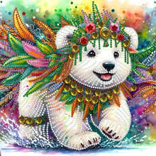 Load image into Gallery viewer, Diamond Painting - Partial Special Shaped - Indian painted bear (30*30CM)
